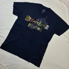 3752] USA古着 Disney Tシャツ 半袖 ネイビー L ディズニー