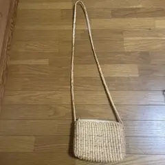 ストロー素材 かごバッグ ファスナー付き