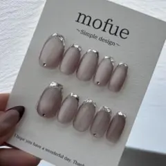 ネイルチップ ガラスフレンチ マグネット ピンク シンプル大人ネイル ②No.4
