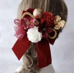 卒業式、袴、髪飾り　リボンやシフォン、造花、和玉、ピンポンマム　和装、お子様にも