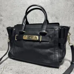 極美品✨️コーチ 2way ショルダーバッグ スワッガー レザー シボ革 黒