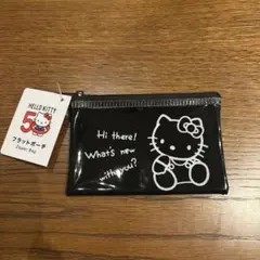 ハローキティ　フラットポーチ　50周年アニバーサリー　レトロ