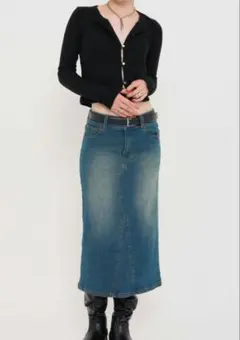 TINA：JOJUN ミディ丈 デニムスカート
