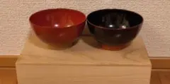 新品・未使用】鎌倉彫 陽堂 鎌倉華塗 汁椀 夫婦椀 2個セット 朱 黒