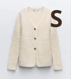 ZARA アルパカアイボリー ニットカーディガン S