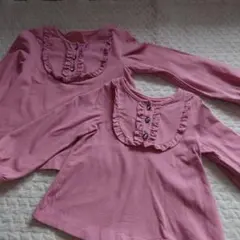 ＊お揃いセット＊ケイトスペード　フリルつきストーンボタンロンTピンク120&90