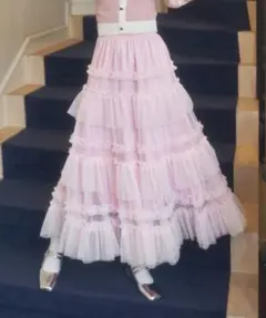 Lovilyn ティアードチュールスカート　ピンク　フリーサイズ