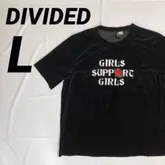 H&M DIVIDED ベロアTシャツ ブラック Lサイズ バラ ロゴプリントのサムネイル
