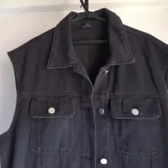 デニムベスト レディース ジレ ◀Ｍ表示▶ 黒