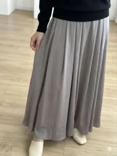 【美品】ロペピクニック 光沢マキシスカート チャコールグレー系 38
