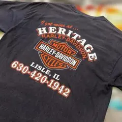 【L相当】ハーレーダビッドソン 両面プリント Tシャツ ヘインズ ビーフィー 黒のサムネイル