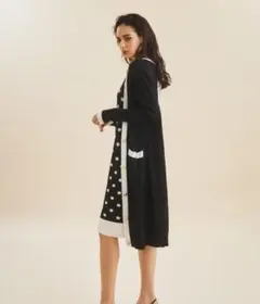 美品 グレースコンチネンタル ワイドリブバイカラーカーディガン Sサイズ