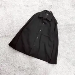 B2609【ユニクロ】 ブラッシュドツイルオーバーシャツ/黒/モード/S