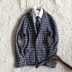 <美品>LARDINI ネイビー コットン ニットジャケット サイズSのサムネイル