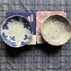 大皿2枚セット 北大路魯山人写し 古染葡萄 ＆ 宇野千代 花びら浮き 七寸深皿のサムネイル