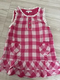 3can4on さんかんしおん ピンク チェック チュニック　95cm