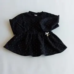 petit mainドット柄 ペプラム 長袖カットソー