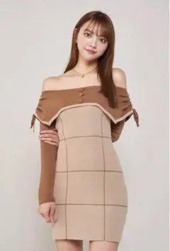 darich オフショルニットワンピース ブラウン　FL 即発送