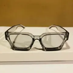 値下げ◆スクエア・サングラス（CL GY）太ぶち/厚手フレーム◆PUNK/パンク