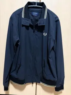 Fred Perry ハリントンジャケット　ジップアップ　チェック裏地　刺繍ロゴ Fred Perry ハリントンジャケット ジップアップ チェック裏地 刺繍ロゴ