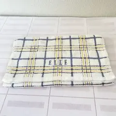 ELLE チェック柄 フェイスタオル イエロー ブルー