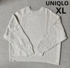 ユニクロ　綿セーター　クルーネックセーター　白　オフホワイト　XL レディース