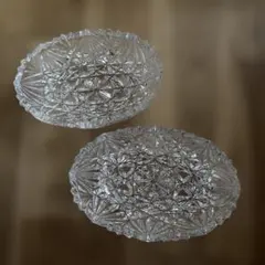 HOYA】クリスタルガラス オーバル皿 小判鉢 ２個セットのサムネイル