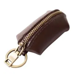 本革コインケース 小銭入れ ダークブラウン ナッパレザー 男女兼用 キーリング付