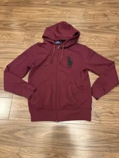 極美品ポロ ラルフ・ローレン ジップ パーカー バーガンディ 表記S M相当