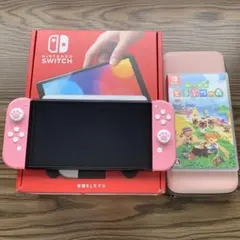 任天堂 Switch 有機EL 本体 シェル カスタム品 ピンク あつ森 セット