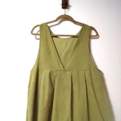 マスタードイエロー ノースリーブ ロングワンピース