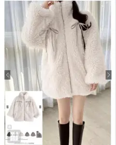 リボン付きボアジャケット