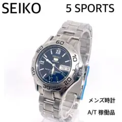 SEIKO 5 SPORTS 自動巻き メンズ時計 裏スケ　新品社外ベルト　稼働のサムネイル