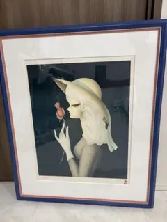 東郷青児 真作 直筆サイン 額装 文化功労者 人物画 美人画 美術品 芸術