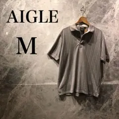 【美品】AIGLE ポロシャツ M チェック柄 グレー グリーン メンズのサムネイル