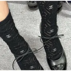 新品　未使用　CHANEL ソックス　ロゴ　レース 新品 未使用 CHANEL ソックス ロゴ レース 新品 未使用 CHANEL
