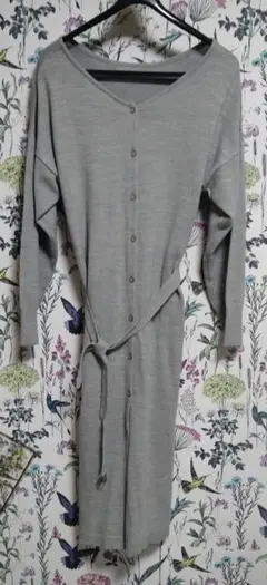 グローバルワーク　グレー Vネック 長袖カーディガン　ワンピース
