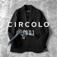 Circolo ソリッドコットンジャージーダブルブレストジャケット 干場 メタル 新品 Circolo ソリッドコットンジャージ 2Bジャケット 干場 NAVY