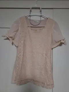 コルザ 薄ピンク 半袖 レース ブラウス Mのサムネイル
