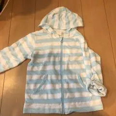 水色と白のストライプ パーカー 140