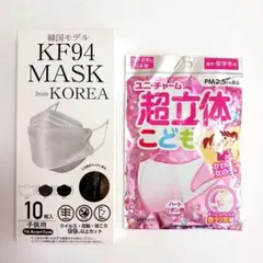 子供用マスクセット　ピンクハート　黒立体