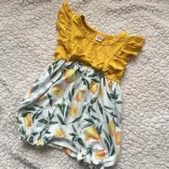 フリル付きレモン柄ロンパース 62