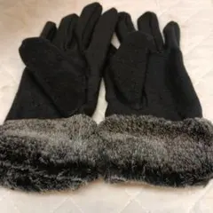 ファー付き手袋 黒