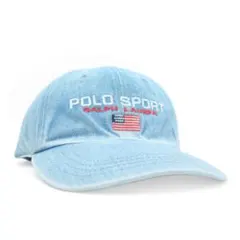 90s アメリカ製 Polo Sport キャップ デニム ライトブルー