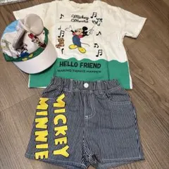 ミッキーマウス Tシャツ ショートパンツ キャップセット 110センチ