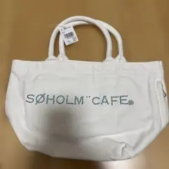 SØHOLM CAFEトートバッグホワイトラインストーンスーホルムカフェスモール