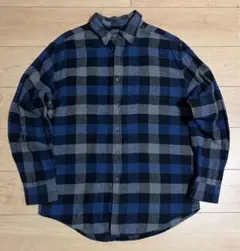 Croft&Barrow 00s ライトフランネルシャツ　青黒　Mサイズ