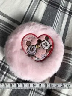 新品 Disney ミッキー ミニー ボア 手鏡 ハート刺繍 ピンク TDRのサムネイル
