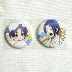 ブルーロック　極楽湯　和紙風缶バッジ　お風呂ver.　御影玲王　2点セット　①