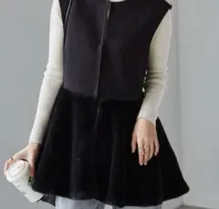 RANAN ペプラムファー切替ジレ　L